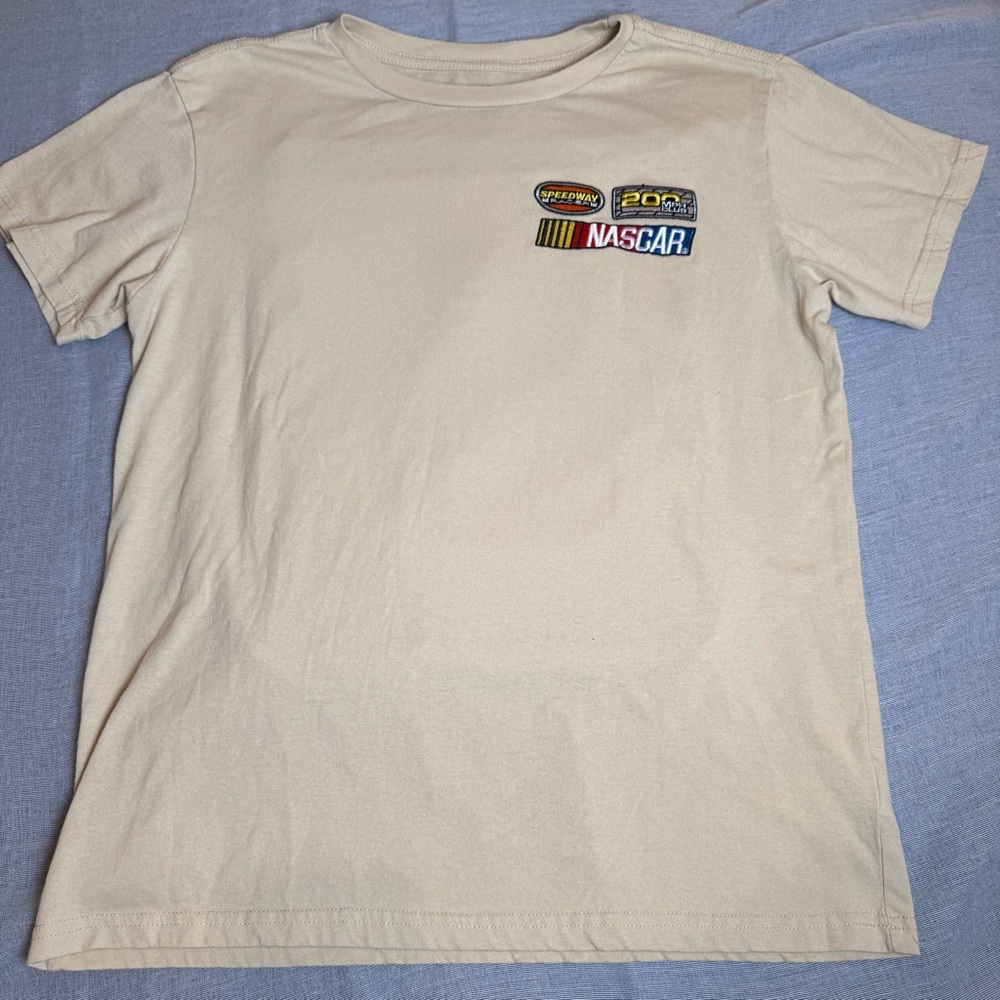Nascar Cream Short Sleeve Tee with Patches Size XL Daytona Race